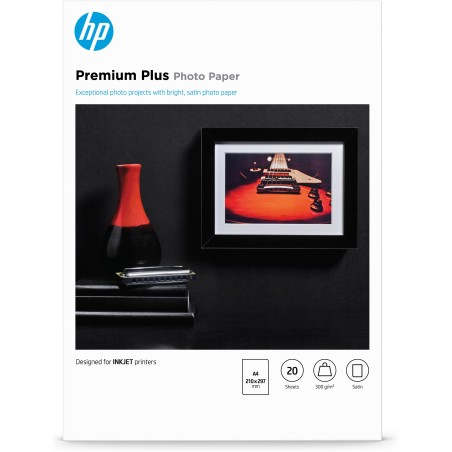 Papel fotográfico semibrillante HP Premium Plus - 20 hojas A4 210 x 297 mm