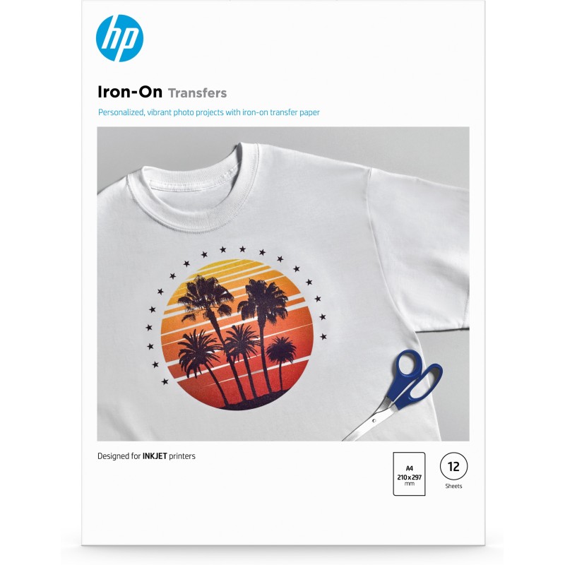 Transferencias para camisetas HP - 12 hojas  A4 210 x 297 mm