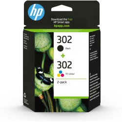 Paquete de ahorro de 2 cartuchos de tinta original HP 302 negro tricolor