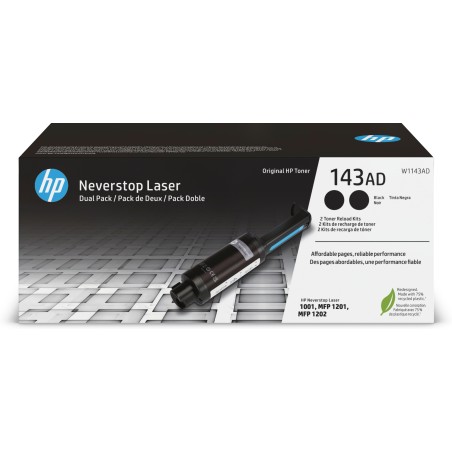 Kit de dos paquetes de recarga de tóner Original HP Neverstop 143AD negro