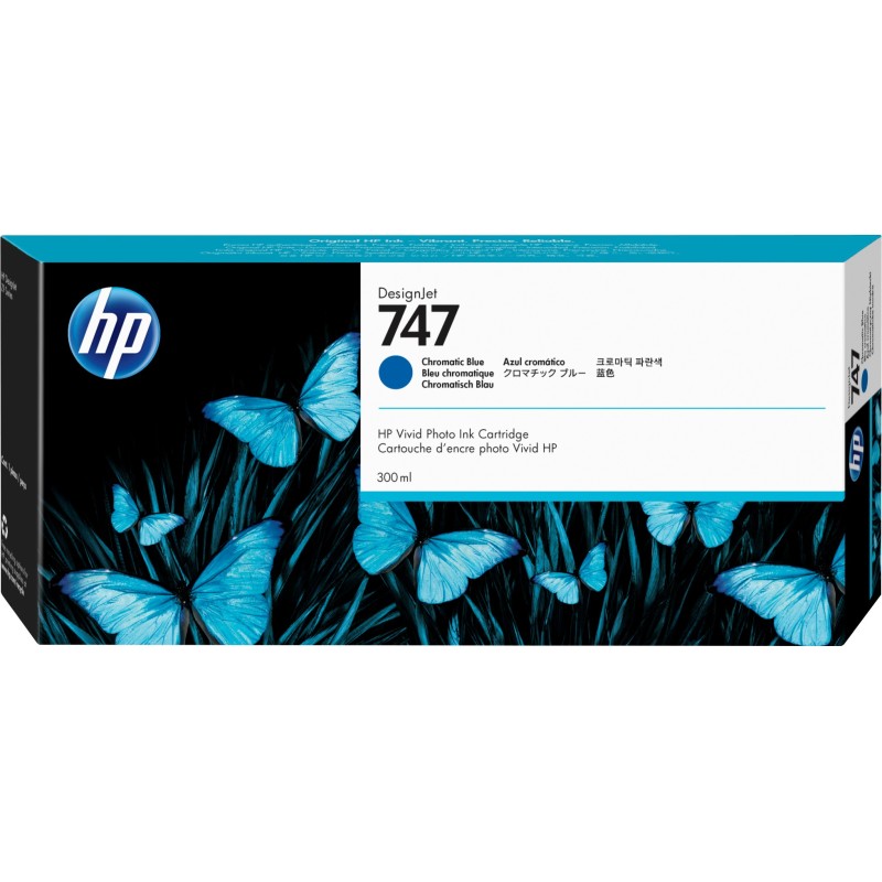 Cartucho de tinta azul cromática HP DesignJet 747 de 300 ml