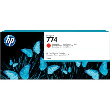 Cartucho de tinta roja cromática HP DesignJet 774 de 775 ml