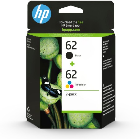 Pack de ahorro de 2 cartuchos de tinta original HP 62 negro tricolor