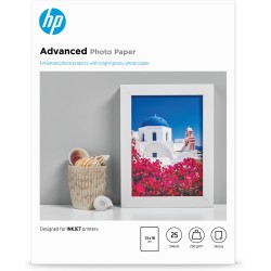 Papel fotográfico satinado con brillo HP Advanced - 25 hojas 13 x 18 cm sin bordes