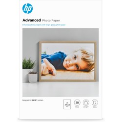 Papel fotográfico con brillo HP Advanced - 20 hojas A4 297 x 420 mm