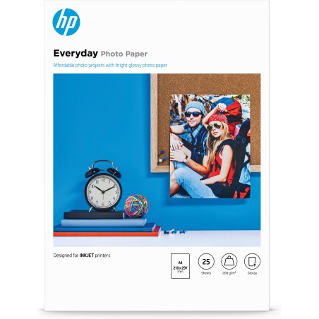 Papel fotográfico con brillo HP Everyday - 25 hojas A4 210 x 297 mm