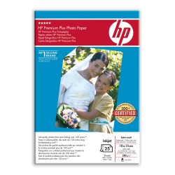 Papel fotográfico satinado mate HP Premium Plus - 25 hojas   10 x 15 cm con pestaña