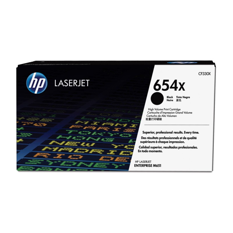 Cartucho de tóner original LaserJet HP 654X de alta capacidad negro