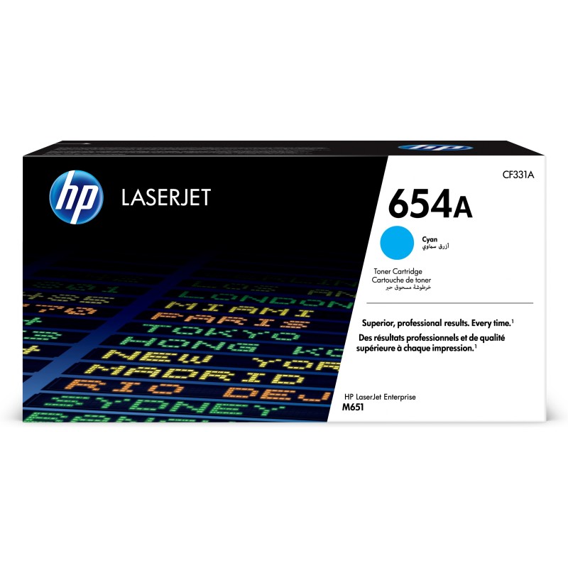 Cartucho de tóner original LaserJet HP 654A cian