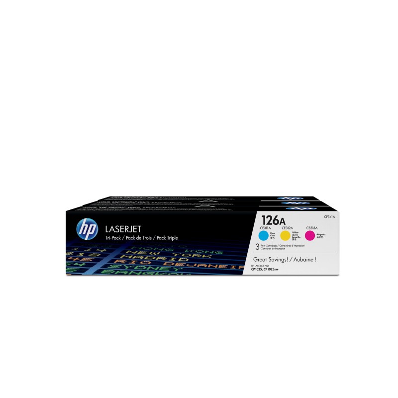 Pack de ahorro de 3 cartuchos de tóner original LaserJet HP 126A cian magenta amarillo