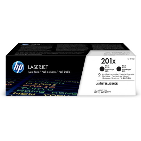 Paquete de 2 cartuchos de tóner negro Originales HP LaserJet 201X de alta capacidad