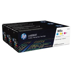 Pack de ahorro de 3 cartuchos de tóner original LaserJet HP 305A cian magenta amarillo