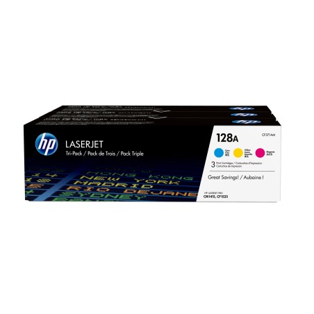 Pack de ahorro de 3 cartuchos de tóner original LaserJet HP 128A cian magenta amarillo