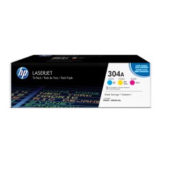 Pack de ahorro de 3 cartuchos de tóner original LaserJet HP 304A cian magenta amarillo