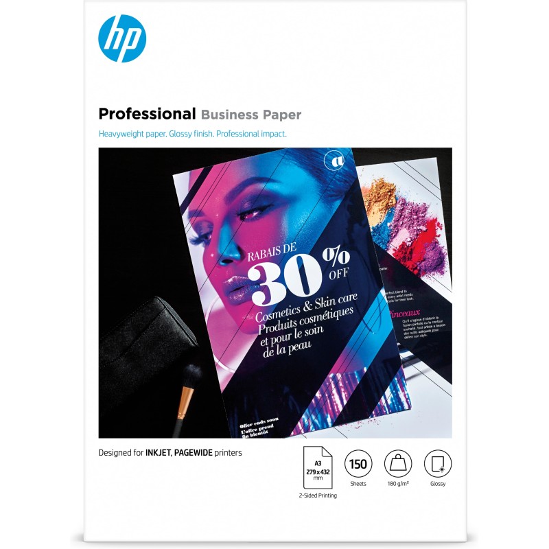 Papel profesional para HP Inkjet y PageWide  A3 brillante 180 g