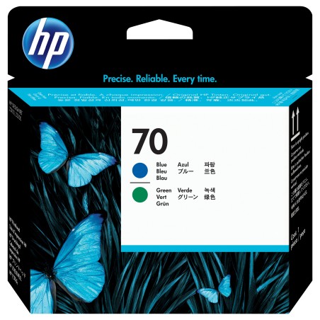 Cabezal de impresión DesignJet HP 70 azul y verde