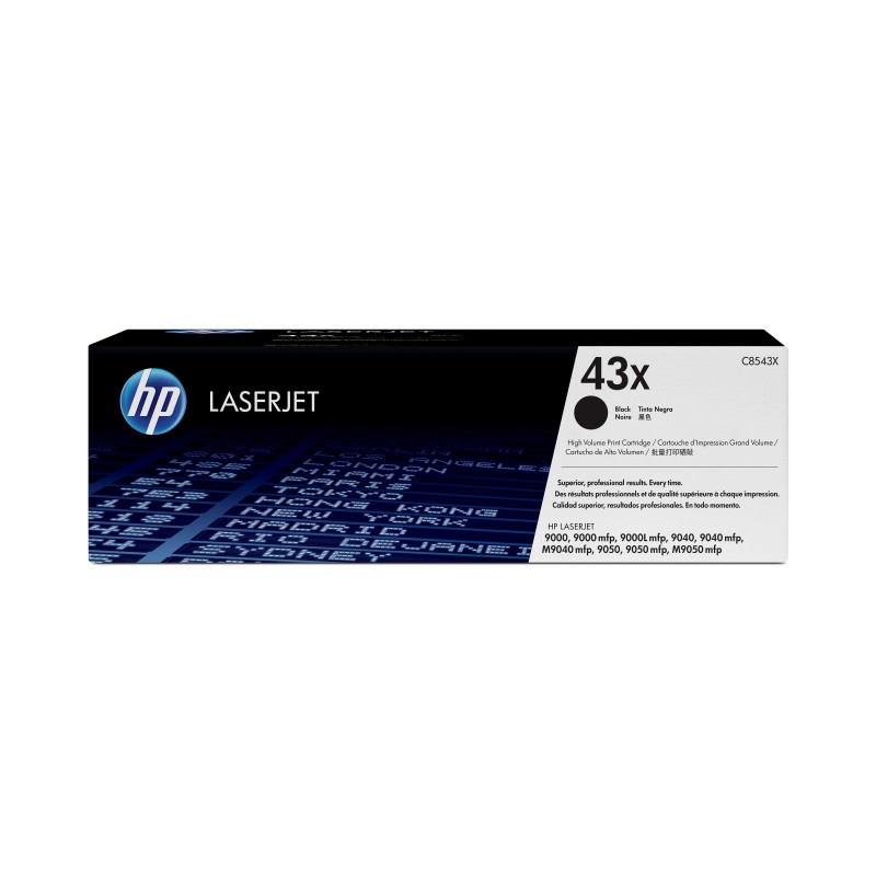 Cartucho original de tóner negro de alto rendimiento HP 43X LaserJet