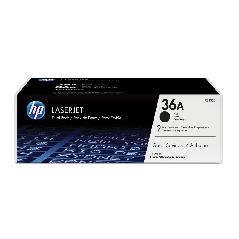 Pack de ahorro de 2 cartuchos de tóner original LaserJet HP 36A negro