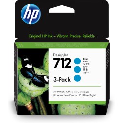 Paquete de 3 cartuchos de Tinta HP DesignJet 712 cian de 29 ml