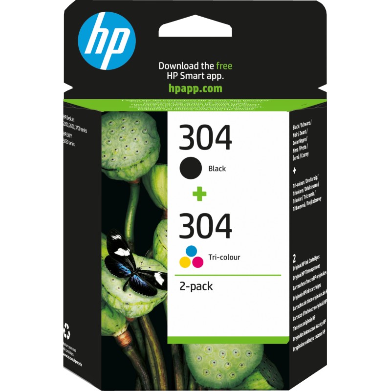 Paquete de 2 cartuchos de tinta Original HP 304 negro tricolor