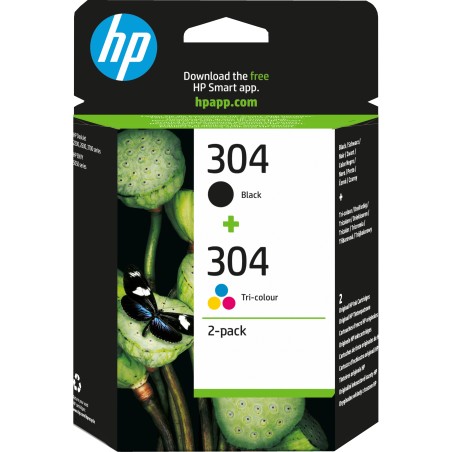 Paquete de 2 cartuchos de tinta Original HP 304 negro tricolor