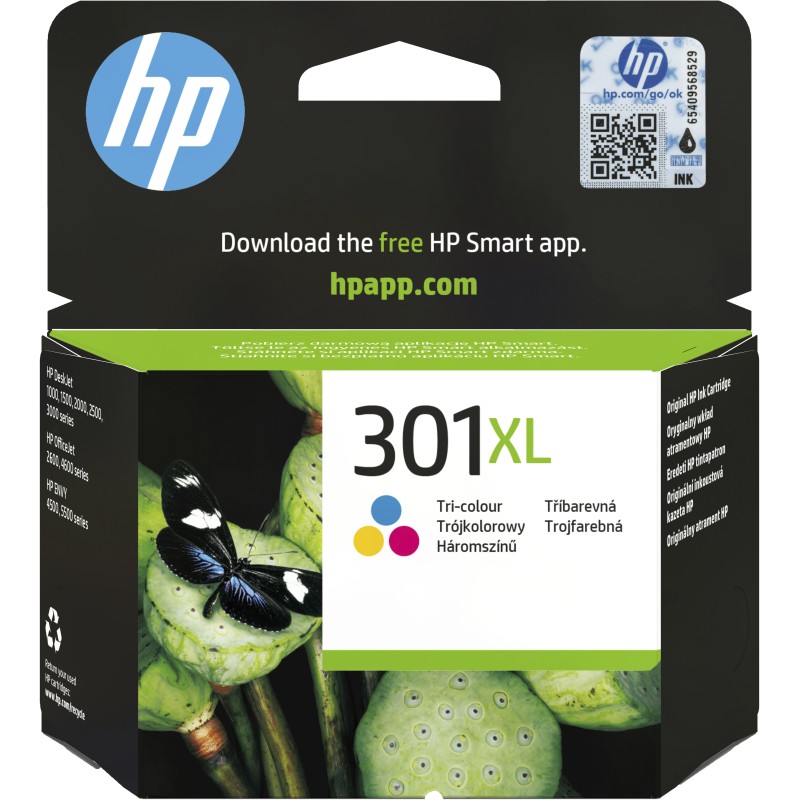 Cartucho de tinta original HP 301XL de alta capacidad Tri-color