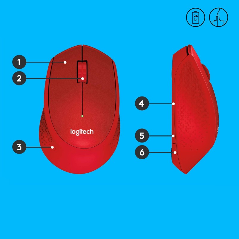 Logitech M330 SILENT PLUS Wireless Mouse - RED - EMEA28i-935