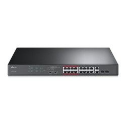 Switch para montaje en rack de 16 puertos 10 100 Mbps + 2 puertos Gigabit con PoE + de 16 puertos