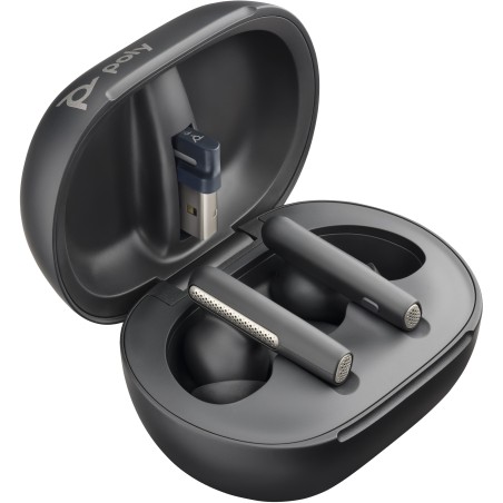 Poly Voyager Free 60+ UC Carbon Black Earbuds +BT700 USB-A Adapter +Touchscreen Charge Case