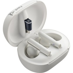 Poly Voyager Free 60+ UC White Sand Earbuds +BT700 USB-A Adapter +Touchscreen Charge Case