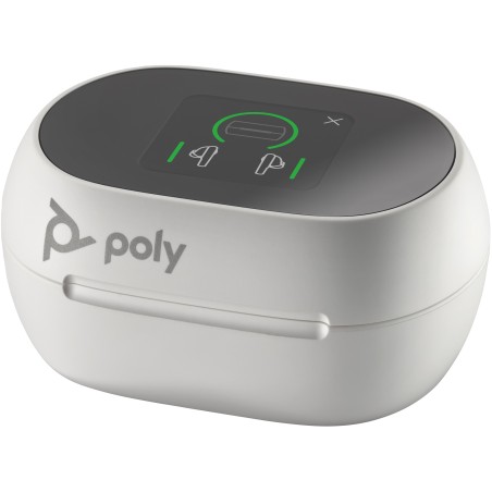 Poly Voyager Free 60+ UC M White Sand Earbuds +BT700 USB-A Adapter +Touchscreen Charge Case