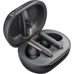 Poly Voyager Free 60+ UC M Carbon Black Earbuds +BT700 USB-A Adapter +Touchscreen Charge Case