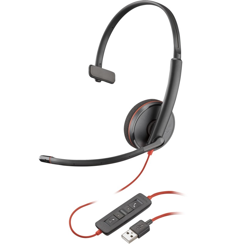 Poly Blackwire 3210 Monaural USB-A Headset (Bulk)