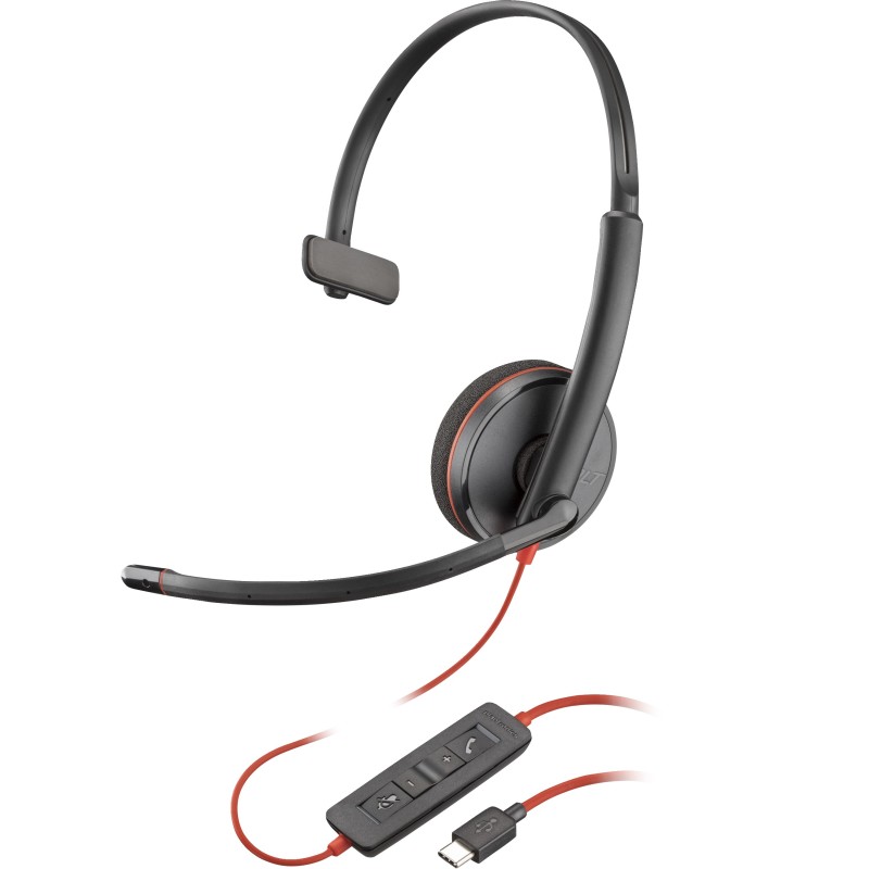 Poly Blackwire 3210 Monaural USB-C Headset (Bulk)