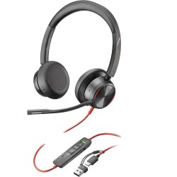 Poly Blackwire 8225 Stereo USB-C Headset +USB-C A Adapter