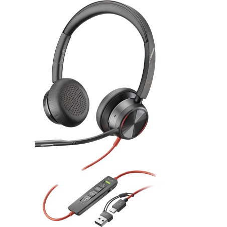 Poly Blackwire 8225 Stereo USB-C Headset +USB-C A Adapter