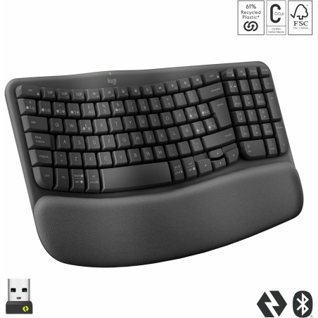 Wave Keys wireless ergonomic keyboard - GRAPHITE - ESP - MEDITER-412