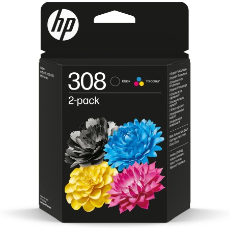 Paquete de 2 Cartuchos de Tinta Original HP 308 negra tricolor