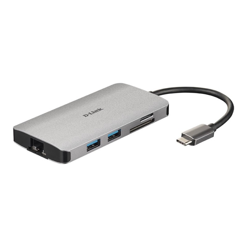 8-in-1 USB-C Hub with HDMI Ethernet Card Reader Power Delivery