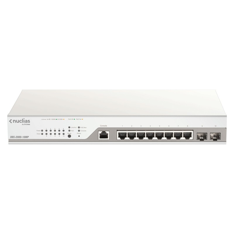 10-Port Gigabit PoE+ Nuclias Smart Managed Switch including 2x SFP Ports (With 1 Year License)