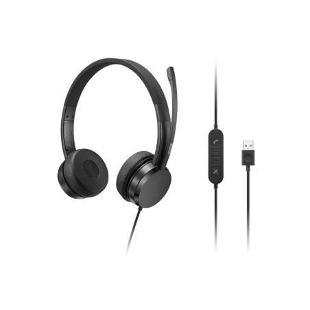 Lenovo USB-A Wired Stereo On-Ear Headset with Control Box